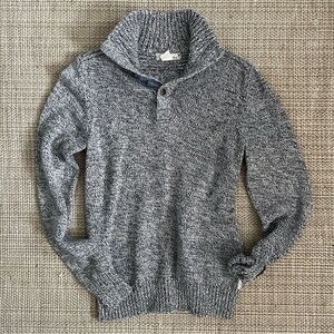 H&M Blue and White Knit Henley Sweater